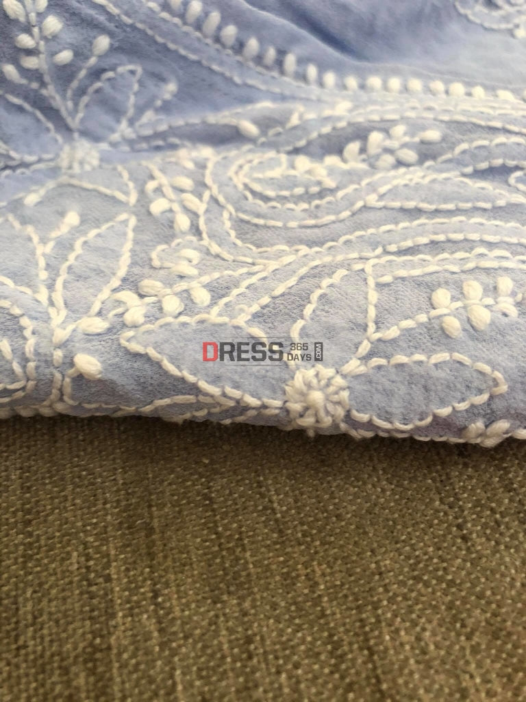 Powder Blue Chikankari Anarkali Suit