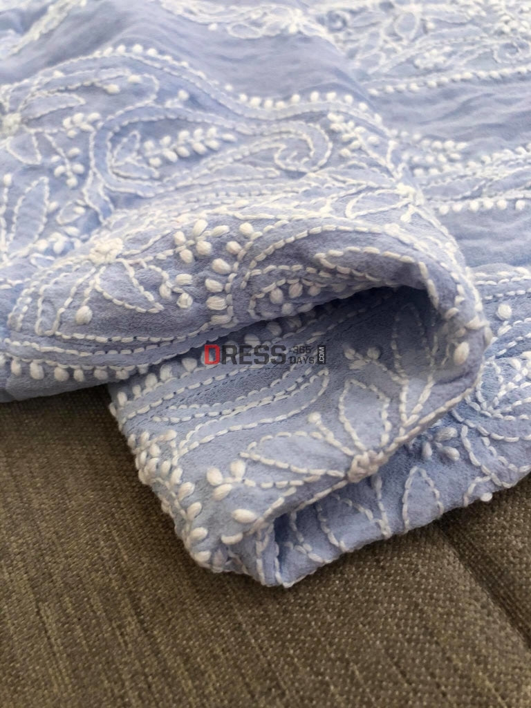 Powder Blue Chikankari Anarkali Suit
