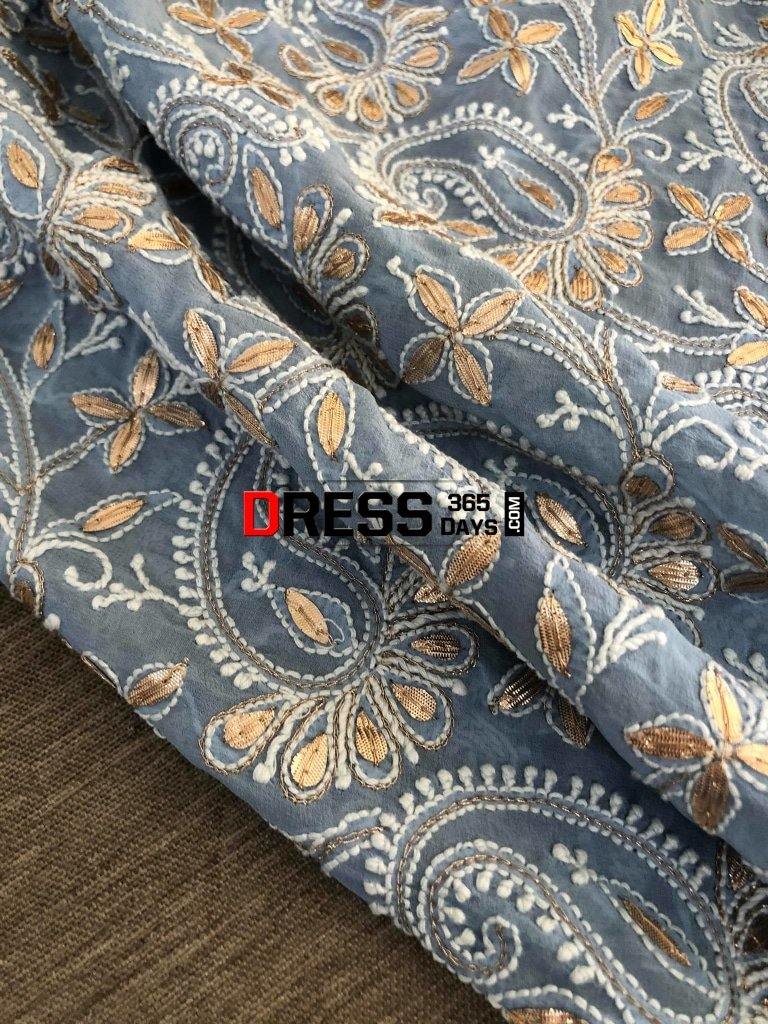 Powder Blue Gota Patti Chikankari Dupatta
