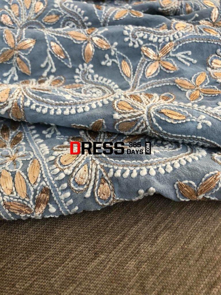 Powder Blue Gota Patti Chikankari Dupatta