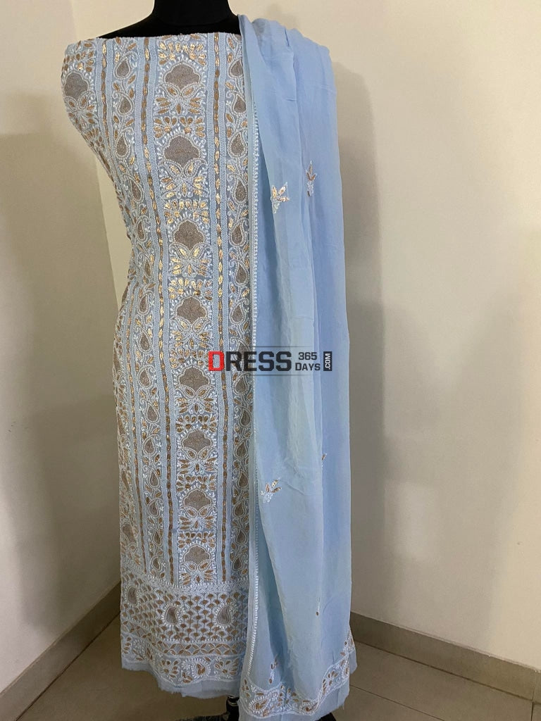 Powder Blue Gota Patti Chikankari Suit Suits