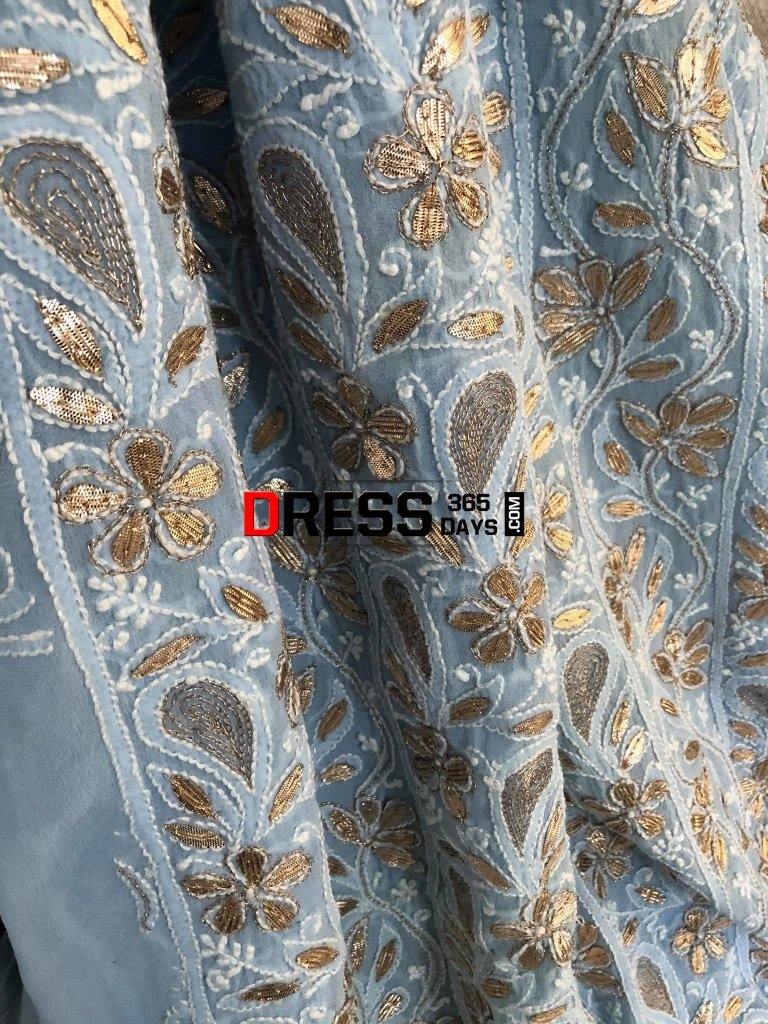 Powder Blue Gota Patti Chikankari Suit Suits