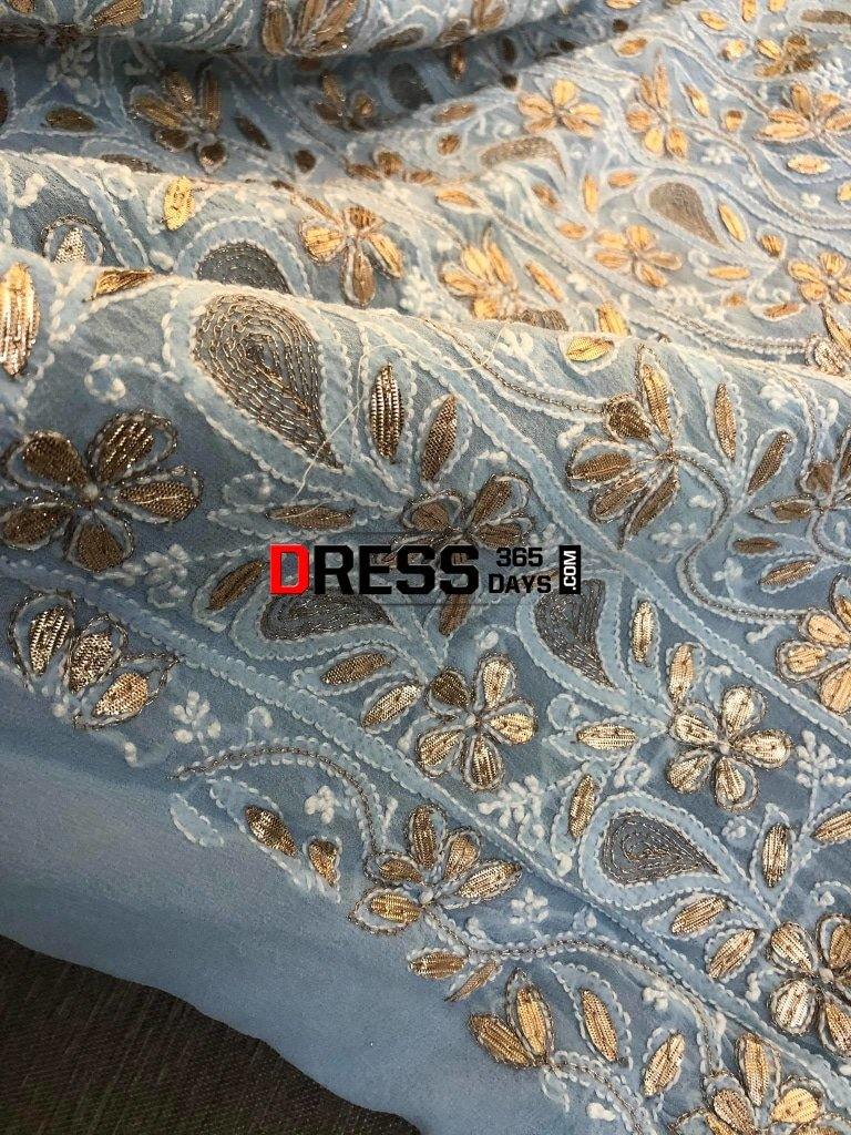 Powder Blue Gota Patti Chikankari Suit Suits