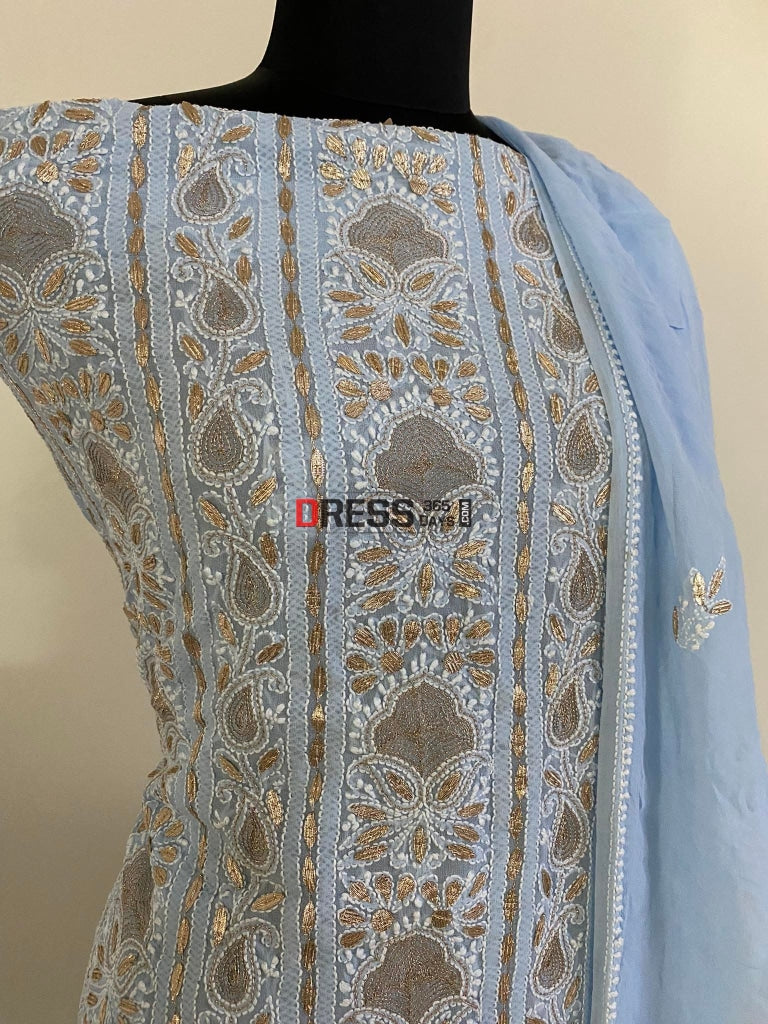 Powder Blue Gota Patti Chikankari Suit Suits