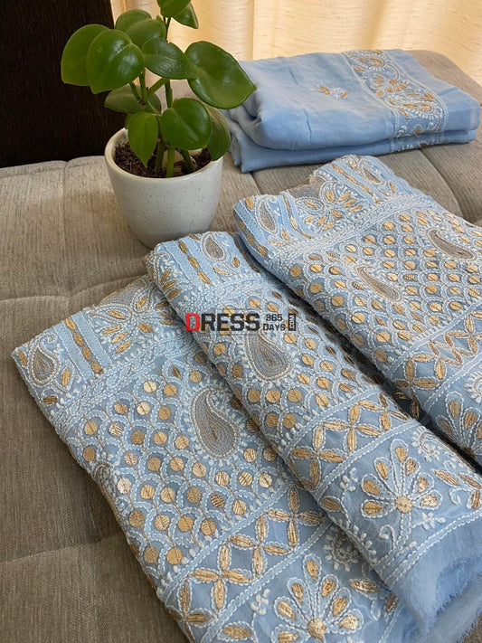 Powder Blue Gota Patti Chikankari Suit Suits