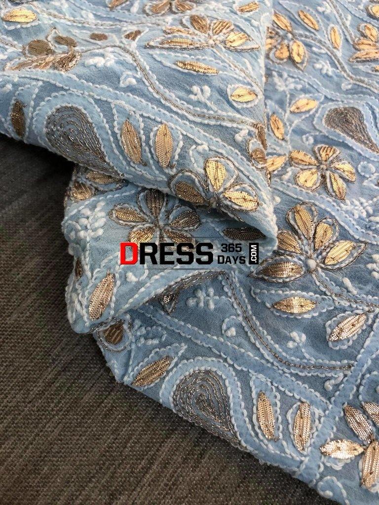 Powder Blue Gota Patti Chikankari Suit Suits
