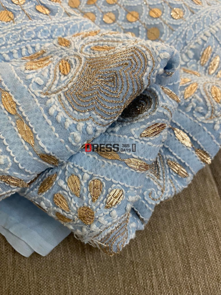 Powder Blue Gota Patti Chikankari Suit Suits