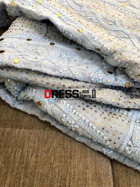 Powder Blue Kamdani Chikankari Anarkali Suit