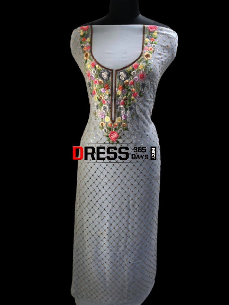 Powder Blue Kamdani & Parsi Gara Suit Suits