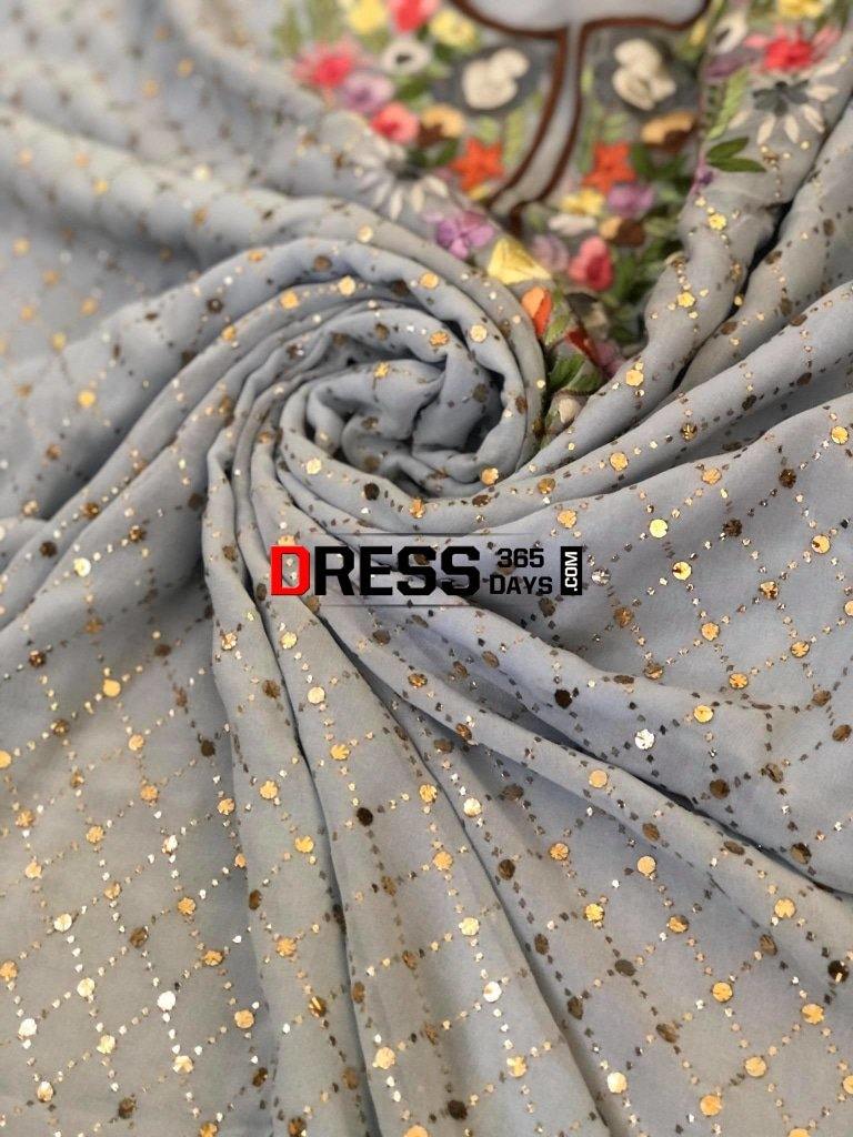 Powder Blue Kamdani & Parsi Gara Suit Suits