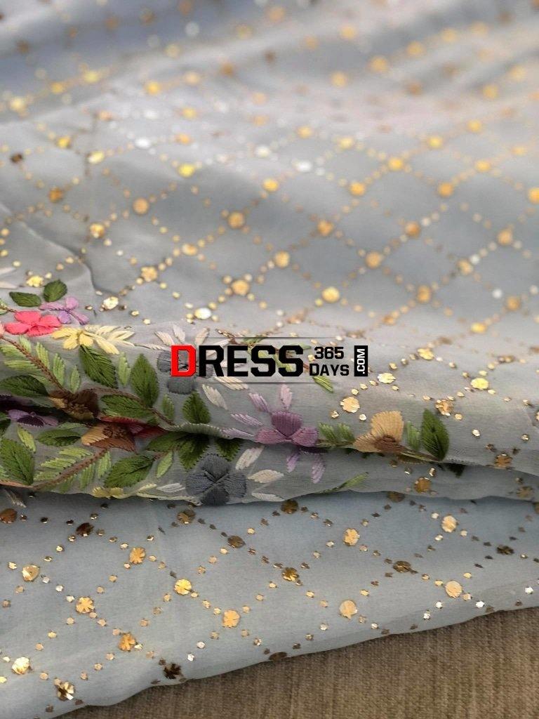 Powder Blue Kamdani & Parsi Gara Suit Suits