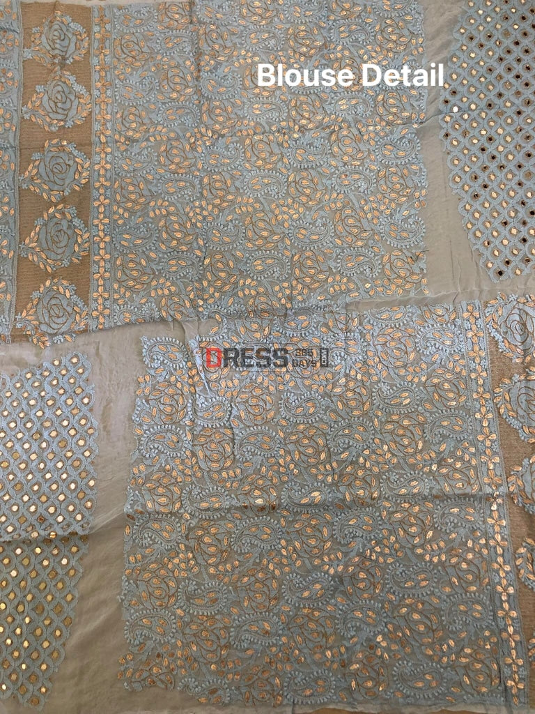 Powder Blue Mirror & Gota Patti Chikankari Lehenga Set