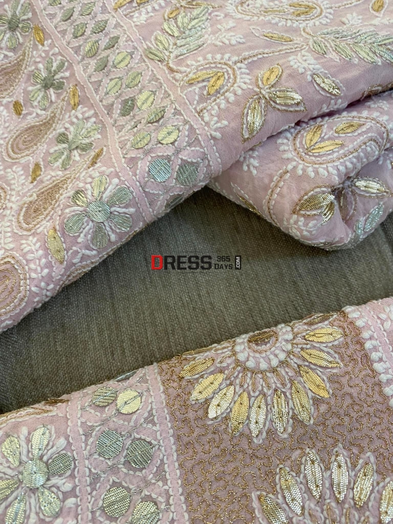 Powder Pink Chikankari Gota Patti Lehenga Set