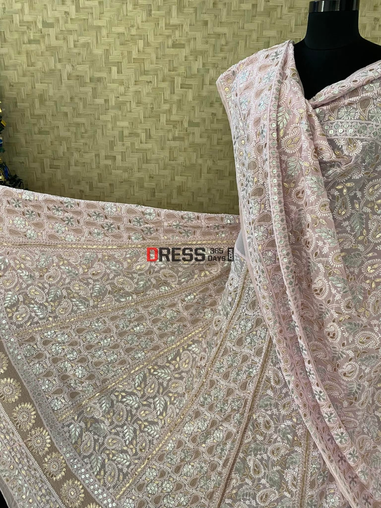 Powder Pink Chikankari Gota Patti Lehenga Set