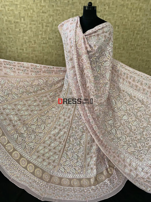 Powder Pink Chikankari Gota Patti Lehenga Set