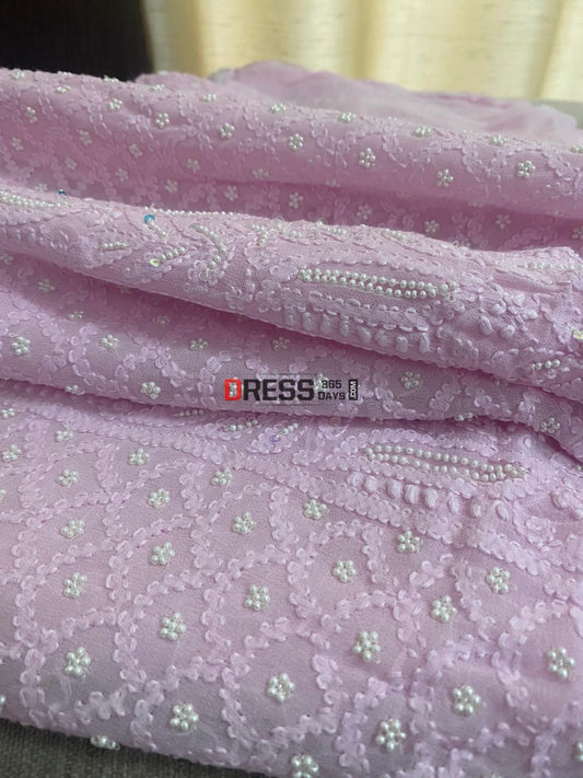 Powder Pink Chikankari & Pearl Kurta Dupatta Set Suits