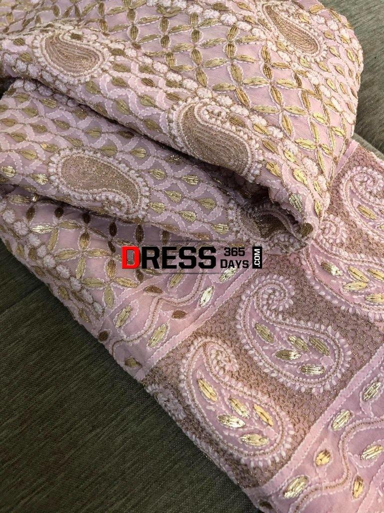 Powder Pink Gota Patti Chikankari Anarkali Suit