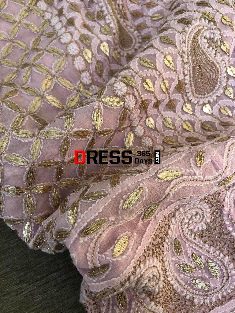 Powder Pink Gota Patti Chikankari Anarkali Suit