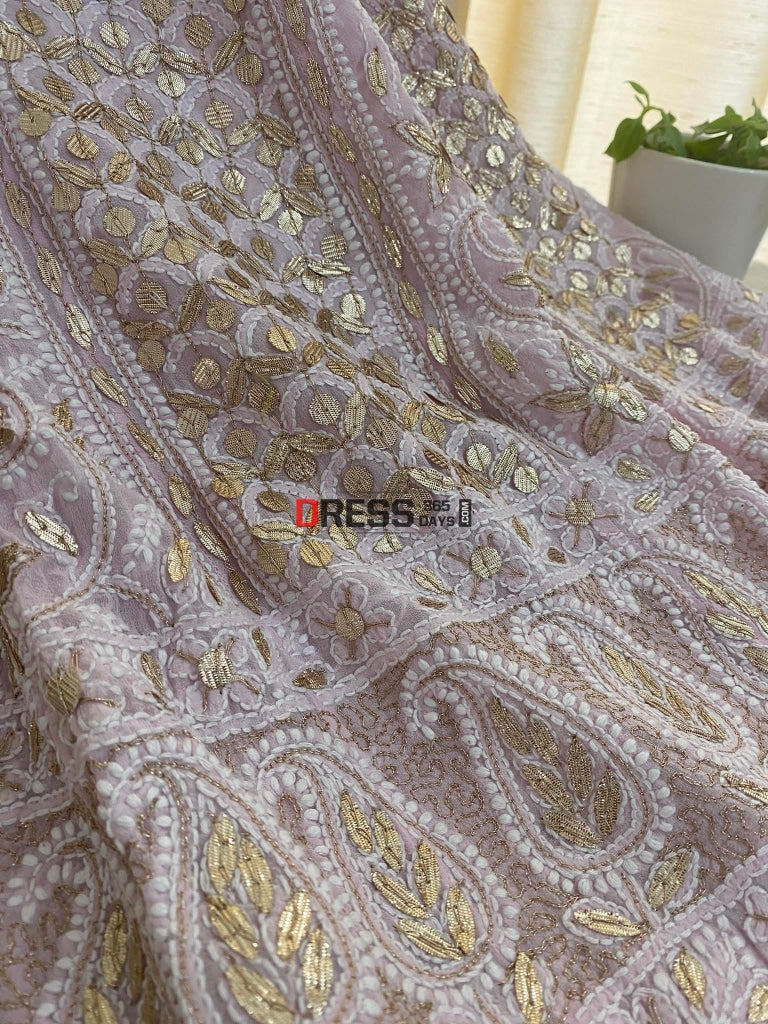 Powder Pink Gota Patti Pure Georgette Anarkali (Only Anarkali) Chikankari