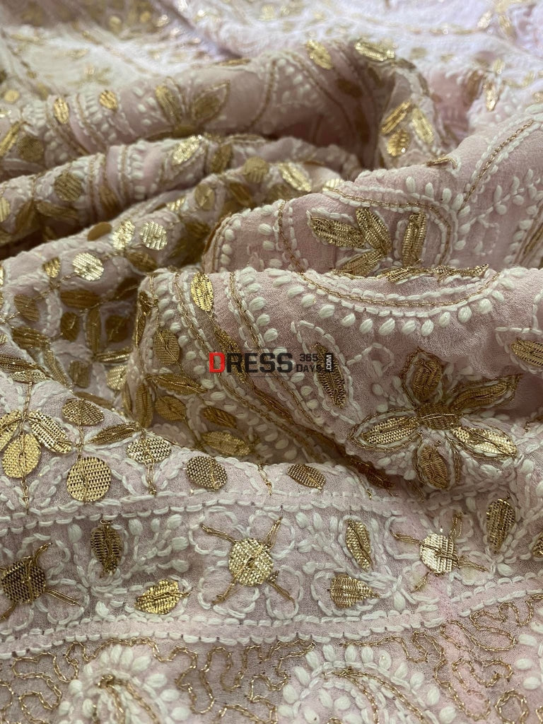 Powder Pink Gota Patti Pure Georgette Anarkali (Only Anarkali) Chikankari