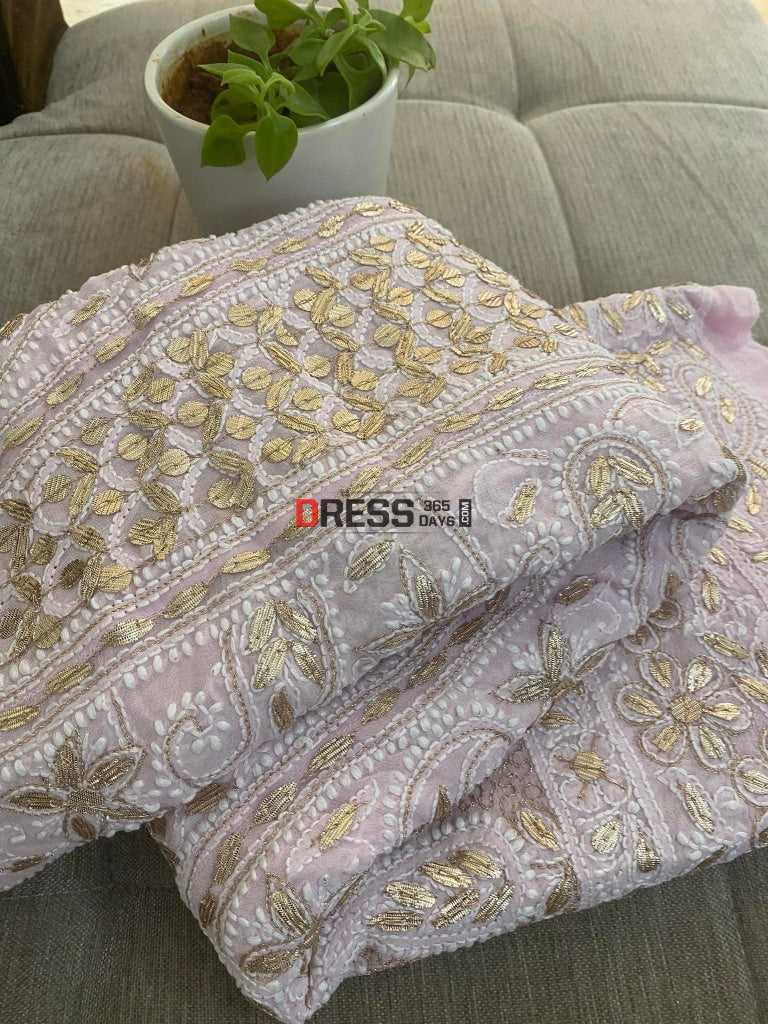 Powder Pink Gota Patti Pure Georgette Anarkali (Only Anarkali) Chikankari