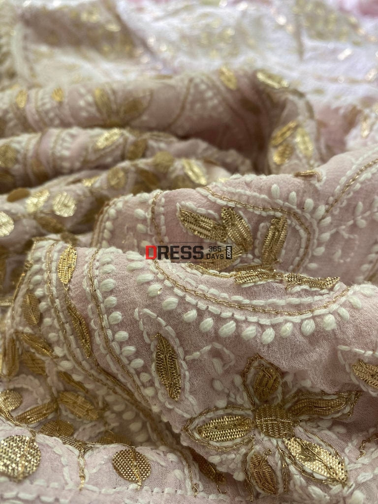 Powder Pink Gota Patti Pure Georgette Anarkali (Only Anarkali) Chikankari