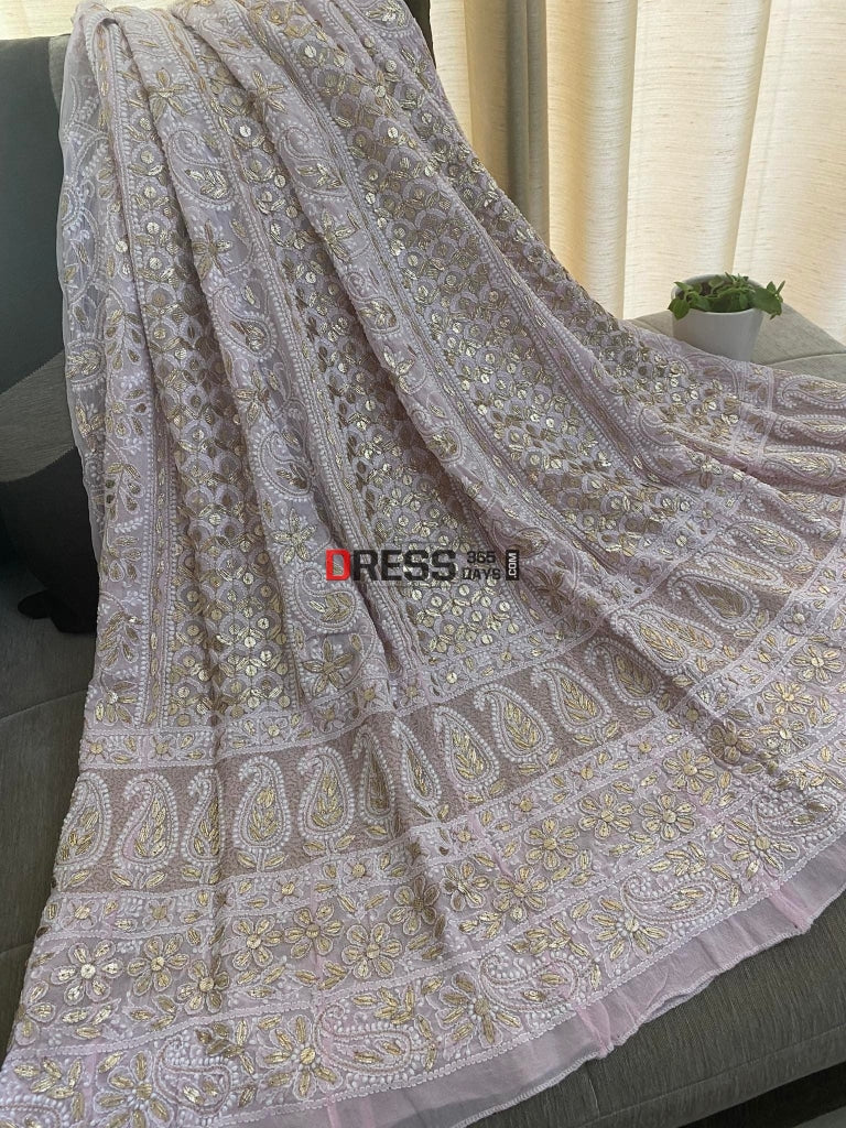 Powder Pink Gota Patti Pure Georgette Anarkali (Only Anarkali) Chikankari