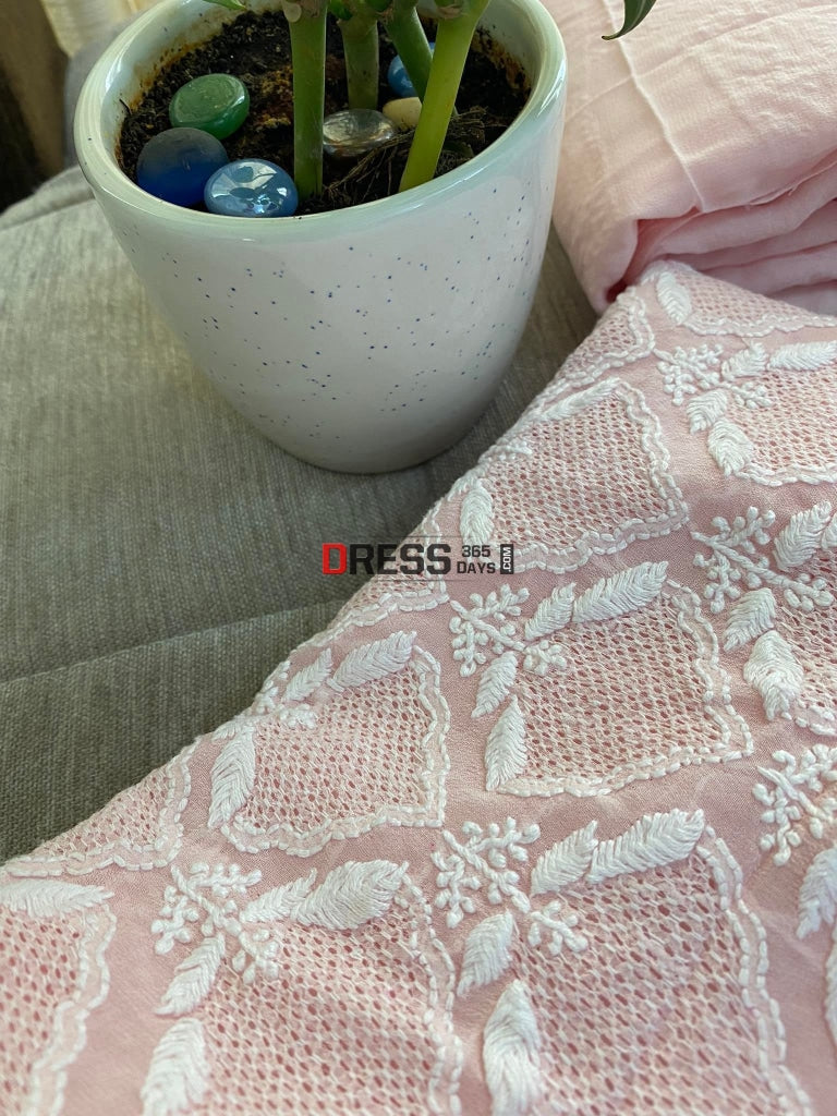 Powder Pink Hand Jaali Chikankari Suit Suits