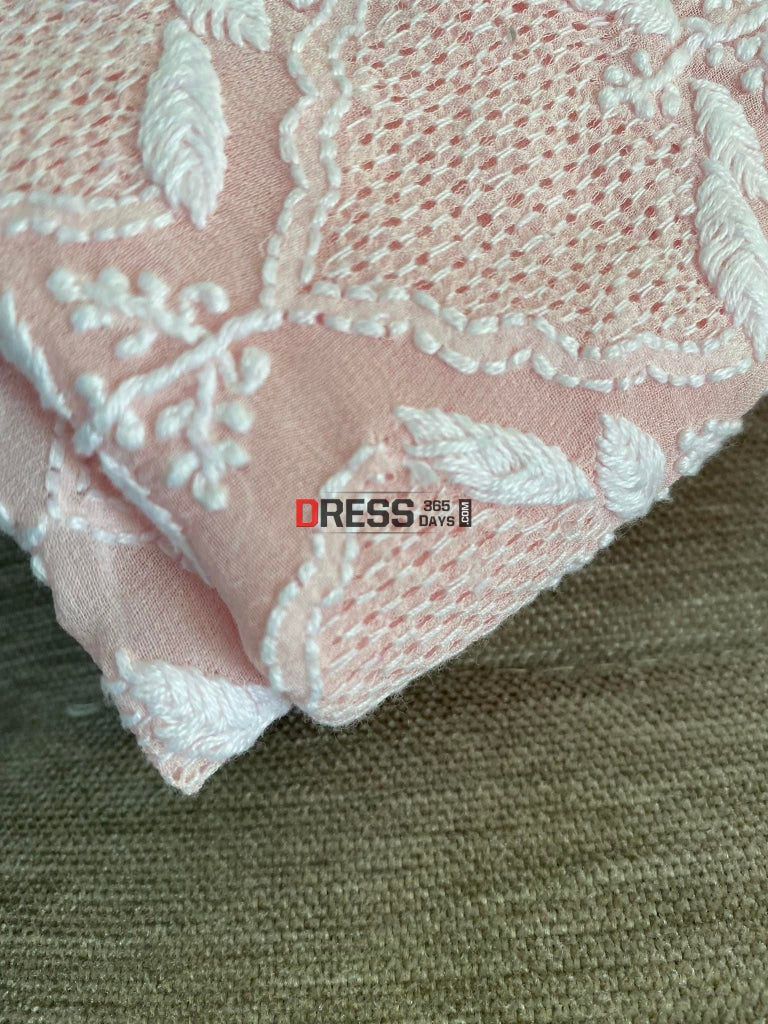 Powder Pink Hand Jaali Chikankari Suit Suits