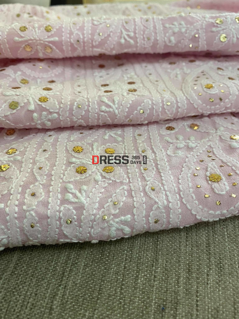 Powder Pink Kamdani Lucknowi Kurta Dupatta Set Chikankari Suits
