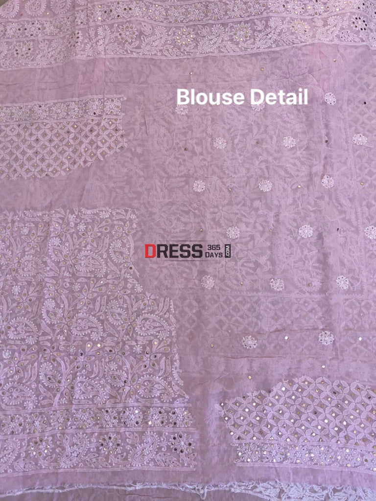 Powder Pink Kamdani Lucknowi Lehenga Set Chikankari