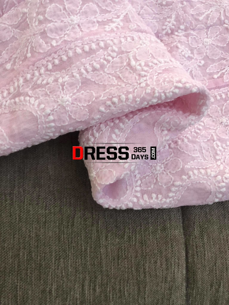 Powder Pink Lucknowi Chikankari Anarkali Suit