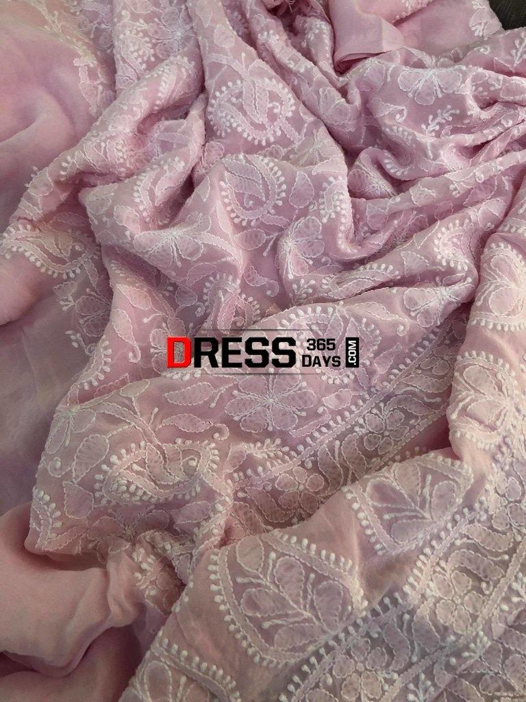 Powder Pink Lucknowi Chikankari Suit Suits