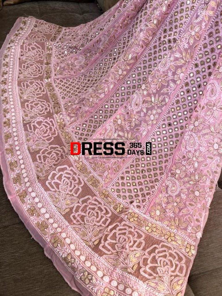Powder Pink Mirror & Gota Patti Chikankari Anarkali Suit
