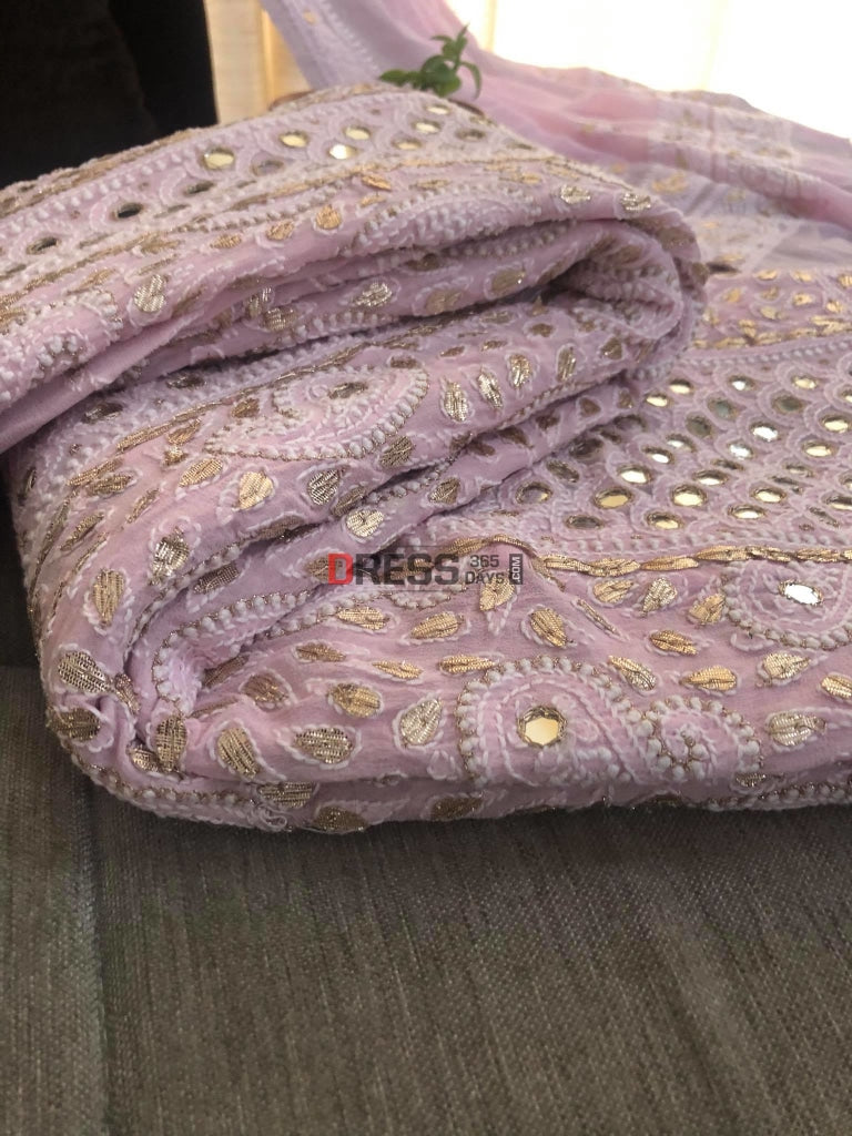 Powder Pink Mirror Gota Patti & Chikankari Anarkali Suit