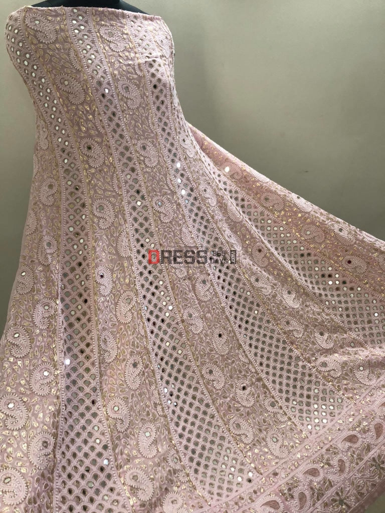 Powder Pink Mirror Gota Patti & Chikankari Anarkali Suit