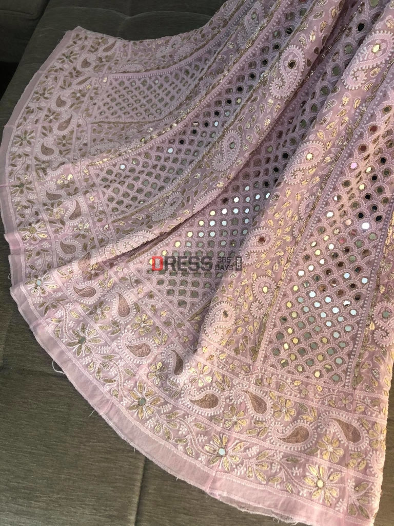 Powder Pink Mirror Gota Patti & Chikankari Anarkali Suit