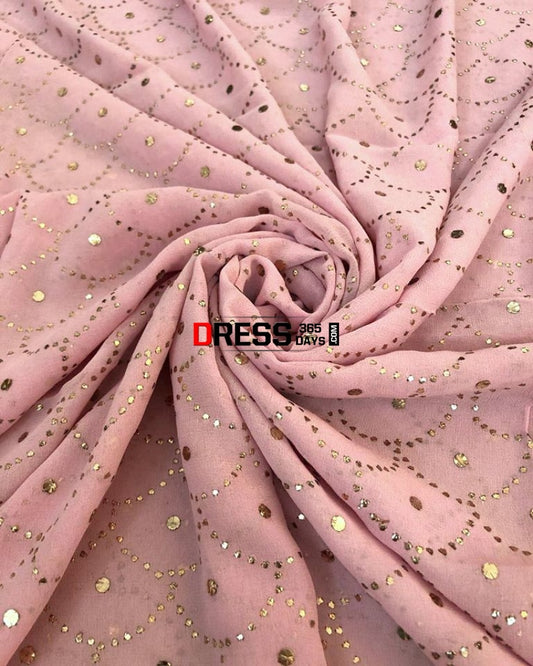 Powder Pink Mukaish Dupatta Chikankari