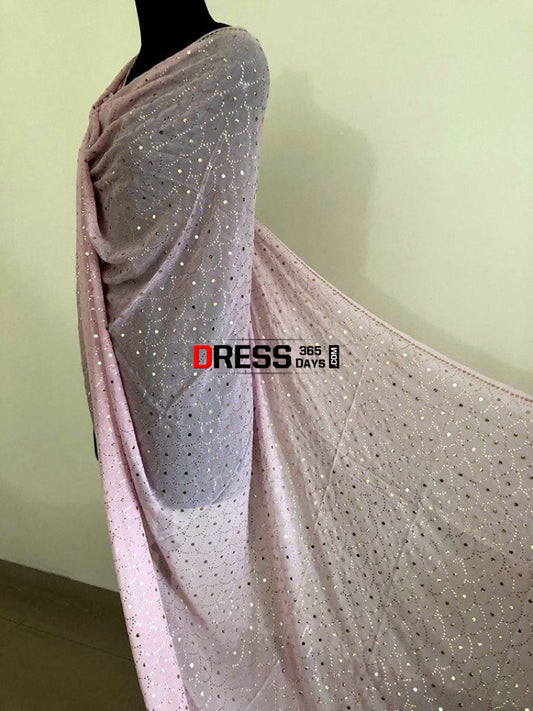 Powder Pink Mukaish Dupatta Chikankari