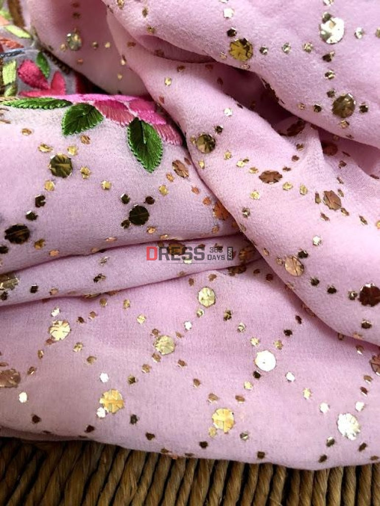 Parsi Ghara All Over Mukaish Suit Chikankari Suits