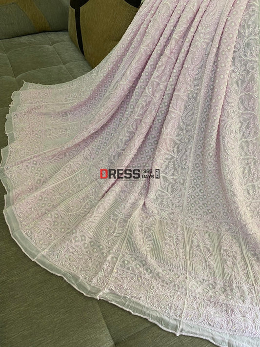 Powder Pink Pearl Chikankari Anarkali Suit