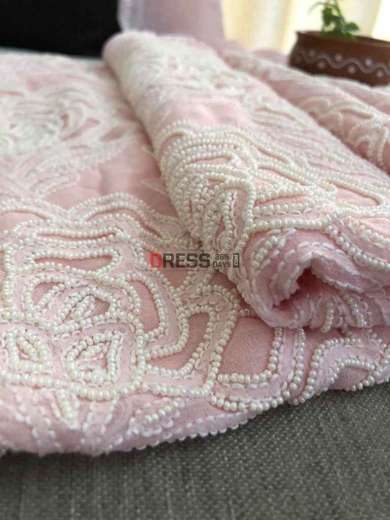 Powder Pink Pearl & Chikankari Suit Suits