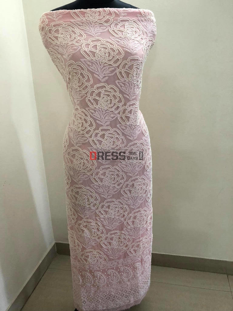 Powder Pink Pearl & Chikankari Suit Suits