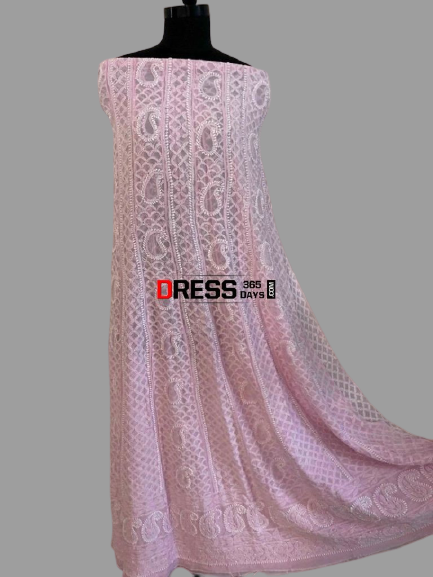 Powder Pink Chikankari Anarkali Suit