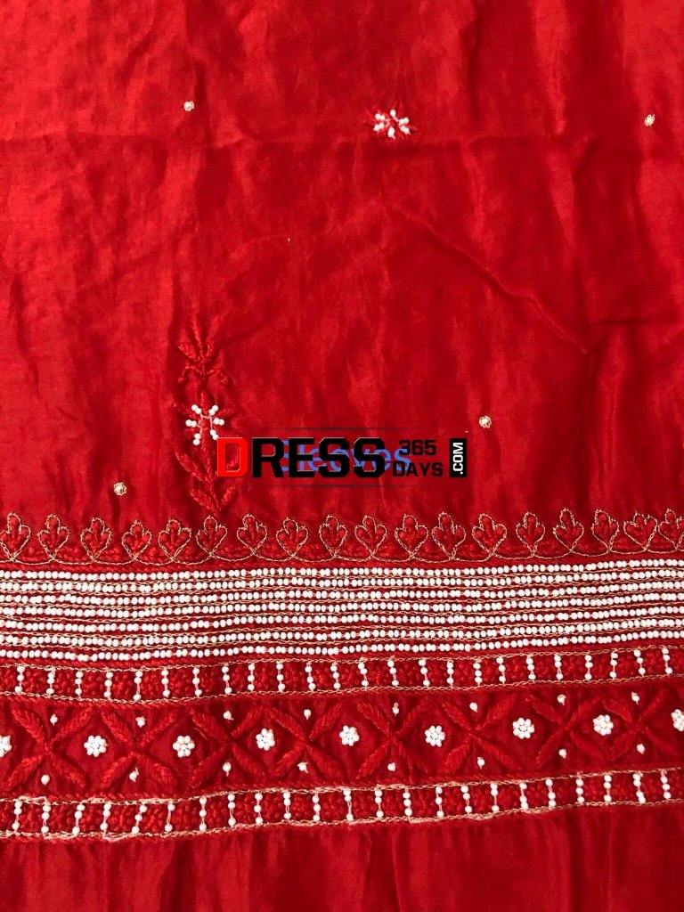 Pure Chanderi Silk Chikankari Suit With Beads Work Suits