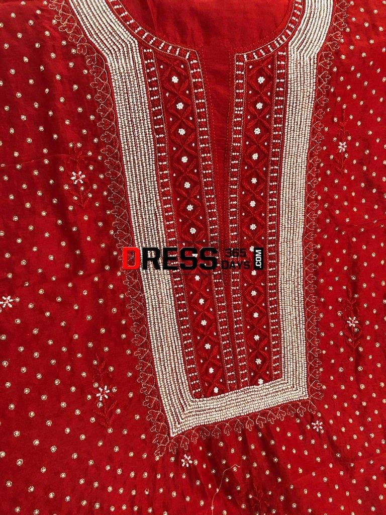 Pure Chanderi Silk Chikankari Suit With Beads Work Suits