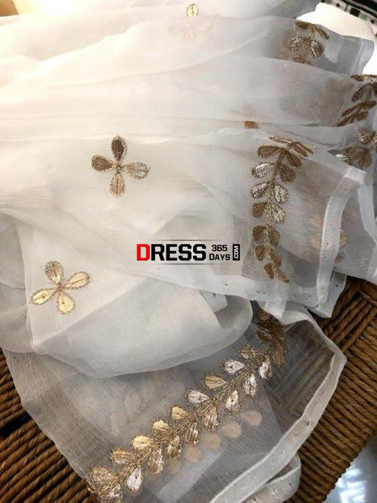 Pure Chiffon Gota Patti Dupatta Chikankari
