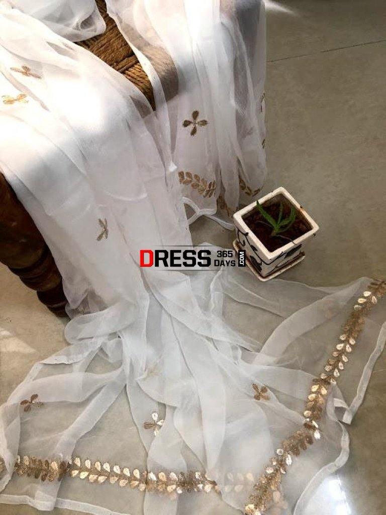 Pure Chiffon Gota Patti Dupatta Chikankari