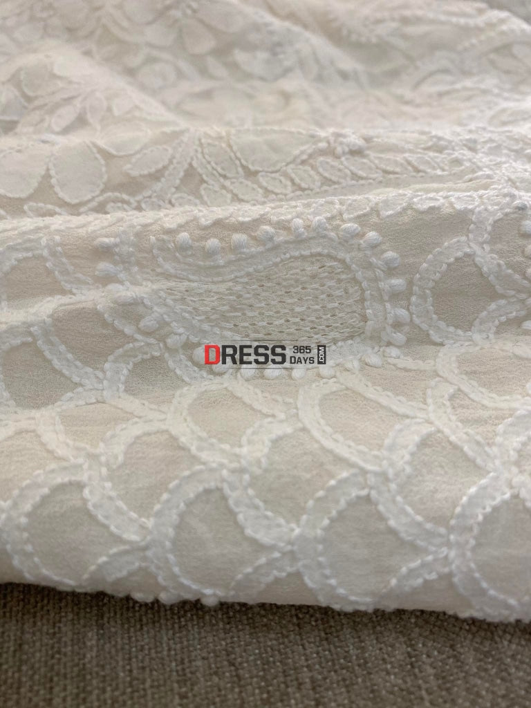 Pure Georgette Chikankari Lehenga Skirt - Hand Jaali