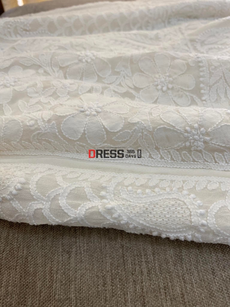 Pure Georgette Chikankari Lehenga Skirt - Hand Jaali